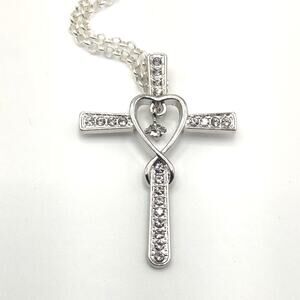 925 Sterling Silver Cross Necklace Infinity Heart Zircon Valentines Birthday NEW